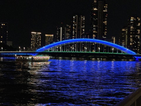 夜景が美しい永代橋　Eitai Bridge with a beautiful night view